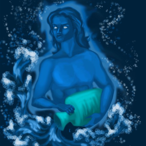 Star illustration with the title ' Aquarius'