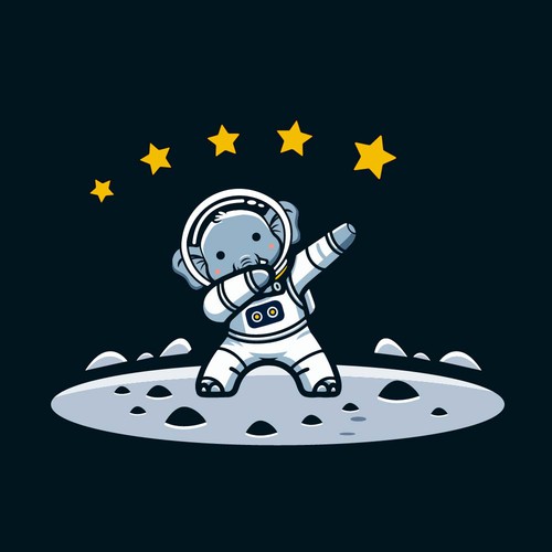 Baby elephant design with the title 'astronaut Elephant striking a dabbing pose'