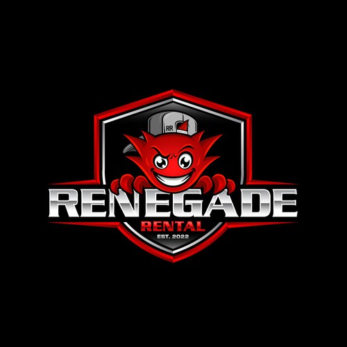 Trailer logo with the title 'Badass character logo for car trailer rental catering.'