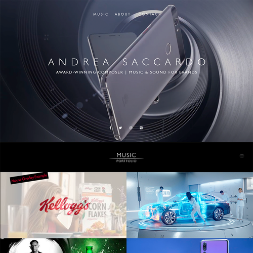 Music website with the title 'Website for Award Winning Composer'