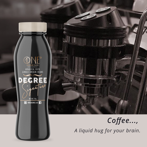 Signature design with the title 'creative and attractive label for coffee shot'