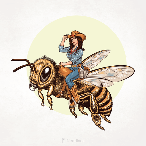Design with the title 'Mascot design for Honey Label'