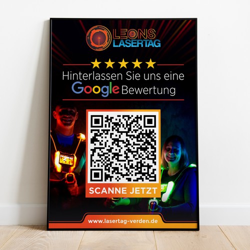 QR code design with the title 'Google Bewertung Plakat'