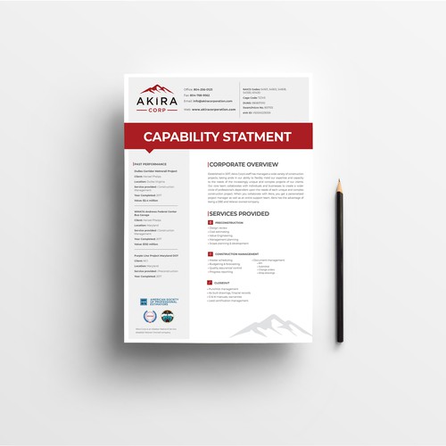Engineering design with the title 'Capability Statement Design'