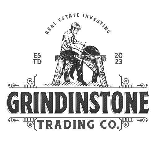 Sketch logo with the title 'Grindstone Trading Co.'