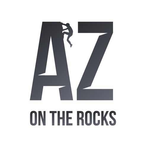 Climbing logo with the title 'AZ on the rocks'