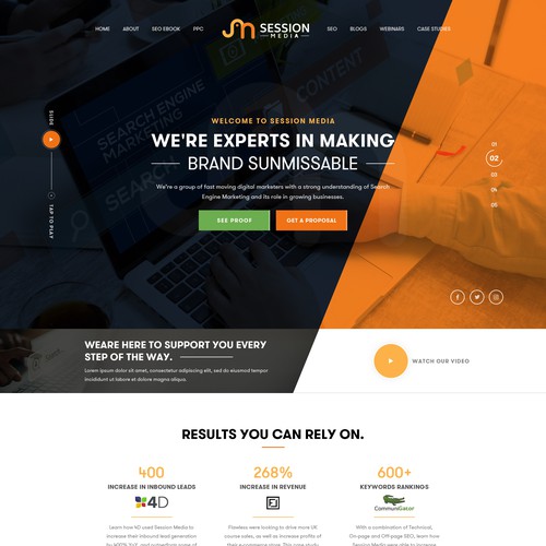 Business website with the title 'Session Media'