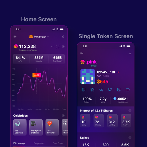 Wallet design with the title 'Crypto Wallet App'
