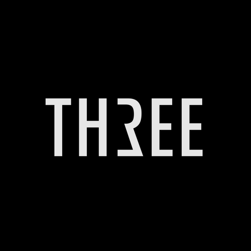 Brand logo with the title 'THREE'
