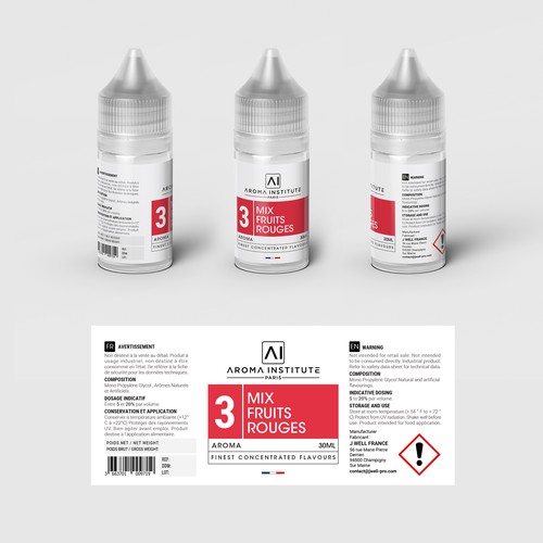 White label with the title 'Label design for flavours.'