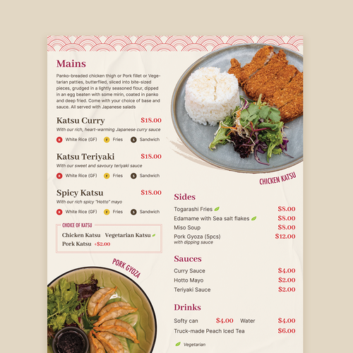 Japanese restaurant design with the title 'Japanese Food Truck Menu'