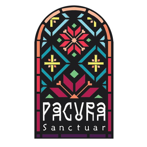 Stained glass logo with the title 'Modern Romanian logo for a luxury fashion brand'