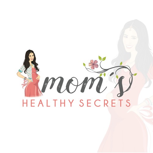 Pregnancy design with the title 'Mom's healthy secrets'
