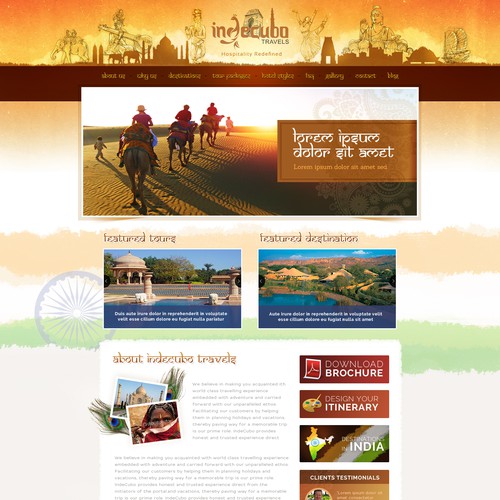 Illustration website with the title 'Design a beautiful homepage for a travel website , selling indian destinations & packages'