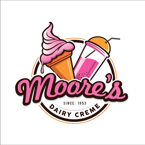 Ice cream shop design with the title 'Ice cream and smoothie logo design'