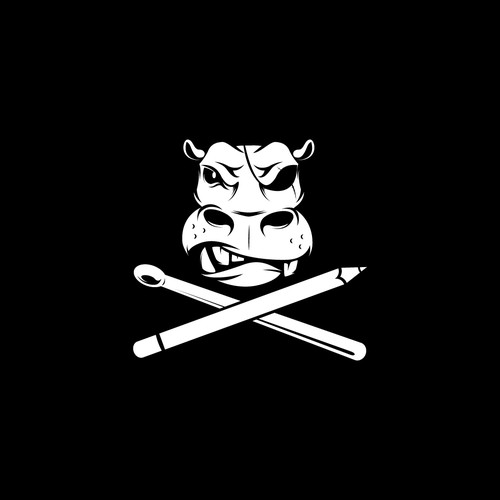 Hippo logo with the title 'Badass boat flag design "Aarrr matey"'