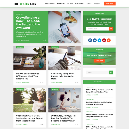 Blog website with the title 'The Write Life Blog'