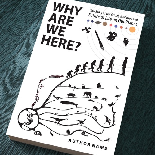 Evolution design with the title 'book cover for origins of life on earth'