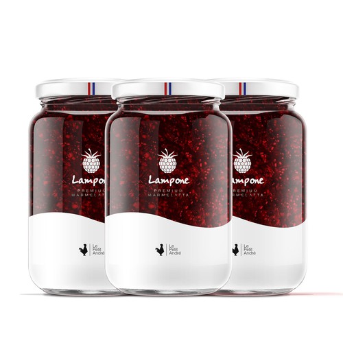 French label with the title 'Packaging design for jam'