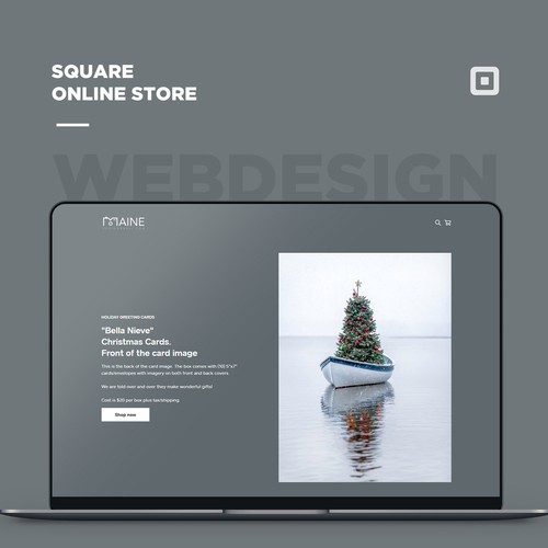 One page design with the title 'Square online store for a greeting card sales page'