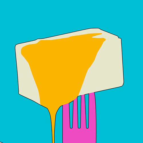 Yellow artwork with the title 'Fork and Butter POP! Pattern Design'