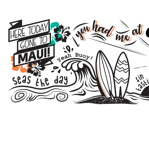 Tuna design with the title 'Hawaian Style Typography Wall Art for a Restaurant'