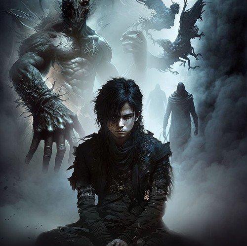 Digital art book cover with the title 'Bully - Book cover Illustration '