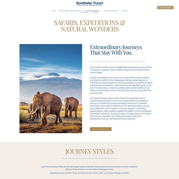 Website with the title 'Premium Web Design for Luxury Travel'