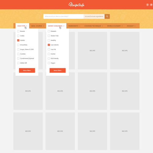 Recipe design with the title 'Design for recipe search around the globe - only an on-going work'