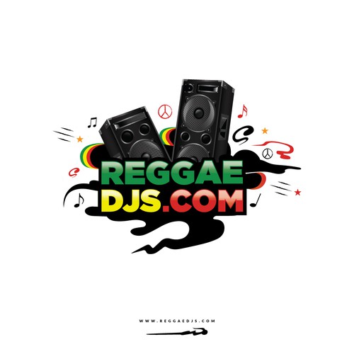 Reggae design with the title 'REGGAEDJS.COM'