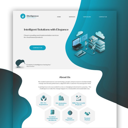 Isometric website with the title 'Website Design for Cloud Services Company'
