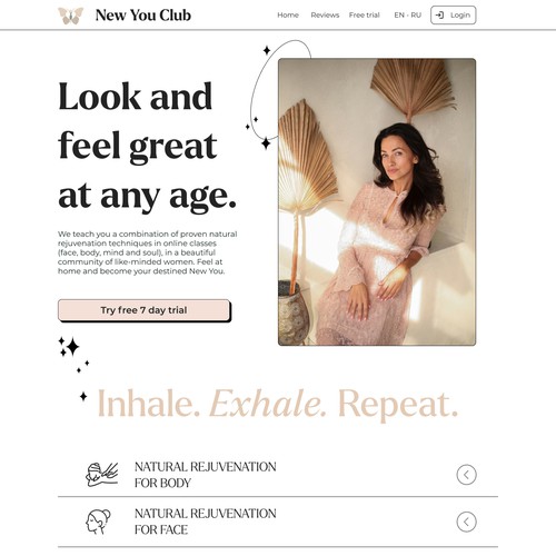 Wellness website with the title 'Yoga and meditation club'