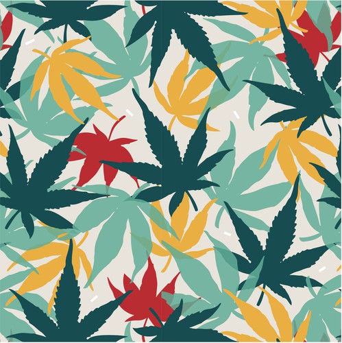 Pink artwork with the title 'Pattern for a cannabis brand and packaging.'