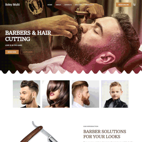 Atom design with the title 'Barbers Shop For Square Online Site'