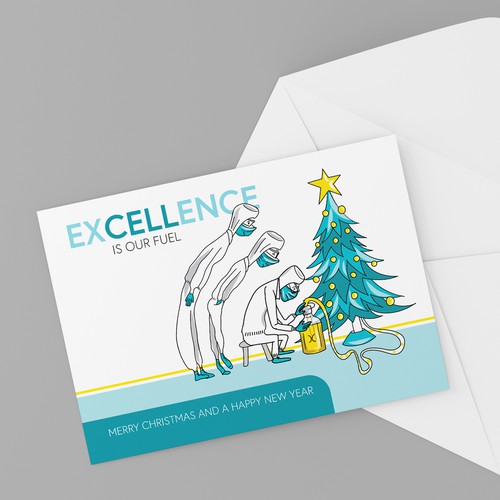 Christmas tree design with the title 'Design of a funny and witty seasons greetings card'