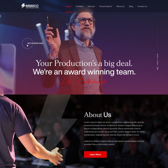 Media website with the title 'Web design for Video Production Company.'