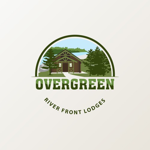 Country club logo with the title 'Overgreen river front lodges'