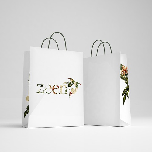 Paper bag packaging with the title 'minimalistic shopping bag for zeen'