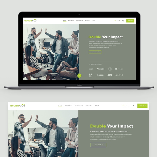 Agency design with the title 'Unique UI design for doubleYUU'