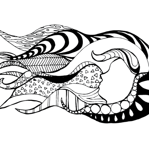Hair artwork with the title 'Zentangle-inspired illustration'