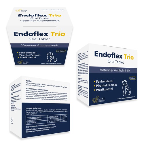 Pharmaceutical packaging with the title 'Endoflex Trio'