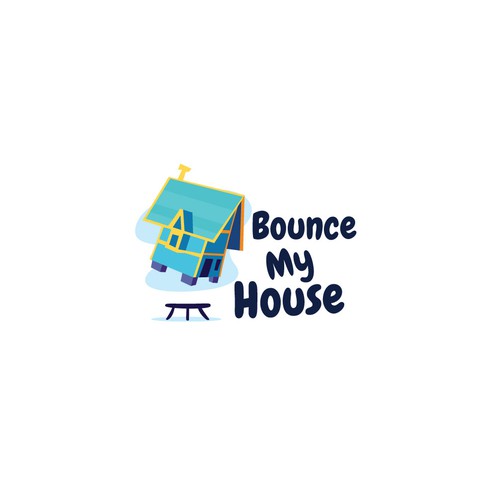 Blue and yellow logo with the title 'Bouncy house (For Sale)'