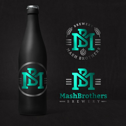 Glass logo with the title 'MashBrothers brewery logo design'
