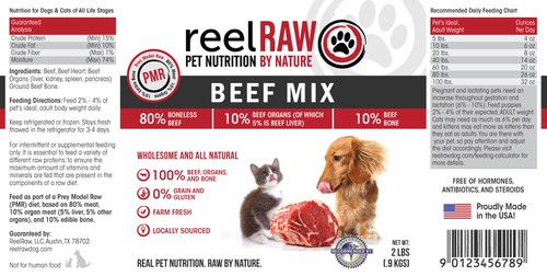 Raw label with the title 'Product label design for ReelRaw'