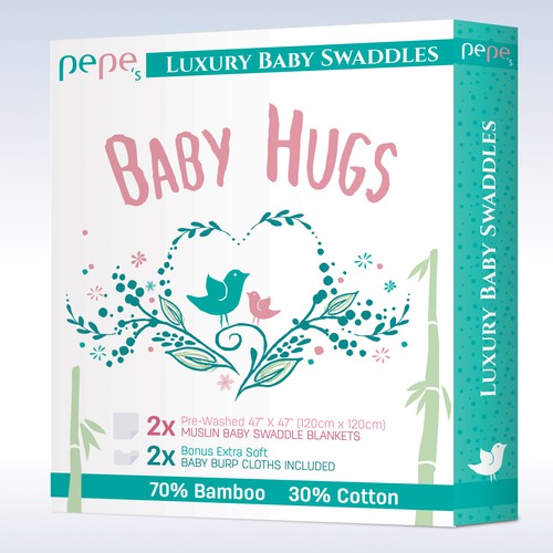 Natural packaging with the title 'packaging for Baby Swaddles'