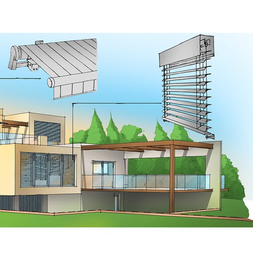 House artwork with the title 'Sketch style illustration for product advertising'