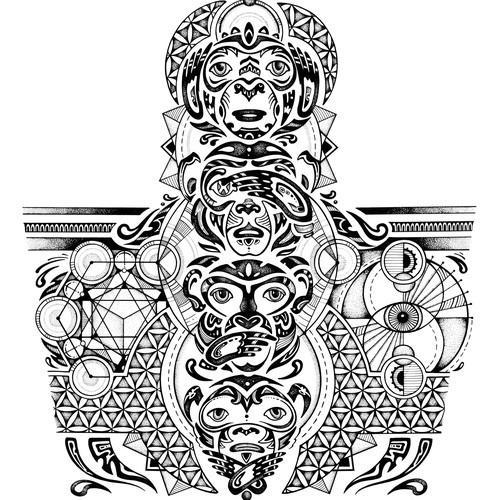 Sleeve design with the title 'Monkey Sleeve'