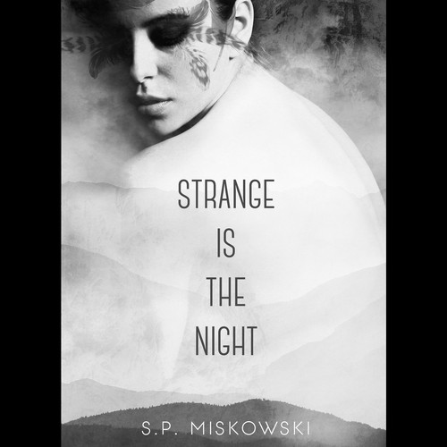 Black and white book cover with the title 'Strange is the night book cover'