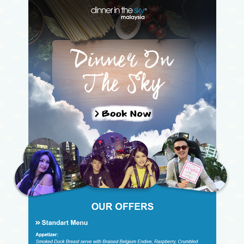 Mail design with the title 'Email Design for Dinner in the Sky'