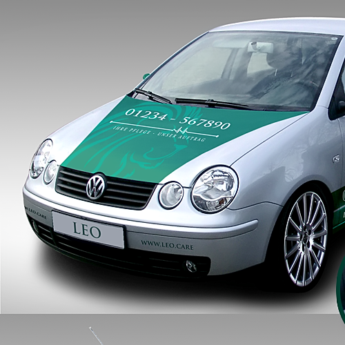 Wrapping design with the title 'LeoCare - Car Design'